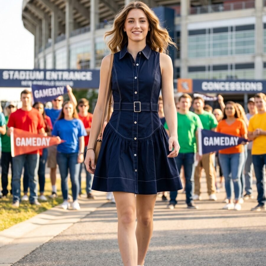 Belted Mini Dress in Navy