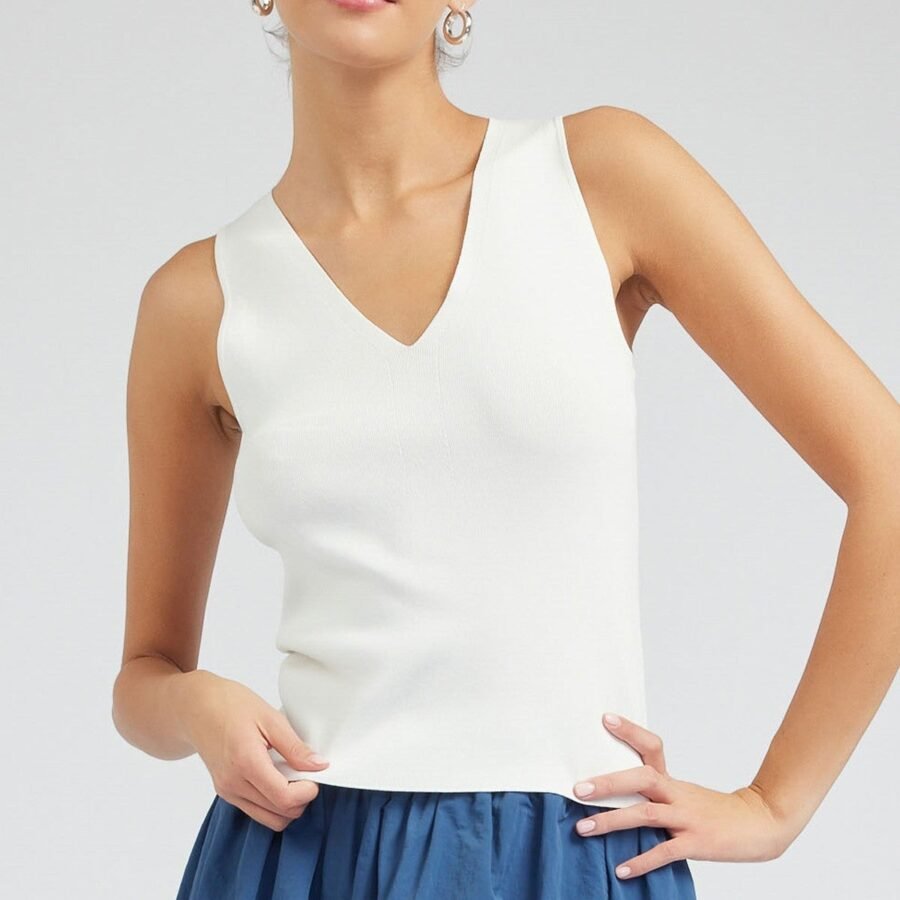 Sleeveless V-neck Sweater Top